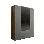 Шкаф 4-х дв. с выдвижными ящиками (2 двери стекло) Bogemia Woodline Air (Серый/Золото) БМШ2/42(2)(Woodline)(Air)