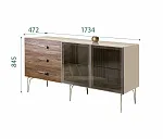 Комод для гостиной 1.6 (2 двери стекло) Bogemia Wood Wo (Ваниль) (Lakobel/Хром) БМКМ-4(Wo)[5]