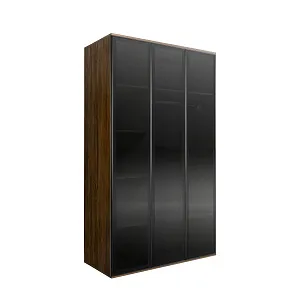 Шкаф 3-х дв. (3 двери стекло) Bogemia Woodline Air (Wood/Черный) БМШ2/3(3)(Woodline)(Air)
