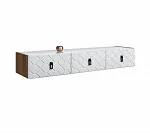 Тумба телевизионная 1,6м Bogemia Woodline Fly Fa (Белый) (Lakobel/Черный) БМТ-1 (Woodline)(Fly)