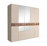 Шкаф 5-ти дверный с зеркалами, с выдвижными ящиками, Bogemia Wood Fi (Ваниль/Золото) БМШ1/51(Wo)
