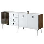 Комод для гостиной 2.1 м Bogemia Woodline Fa (Белый) (Lakobel/Черный) БМКМ-5[4]