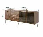 Комод для гостиной 2.1 (2 двери стекло и 1 дверь wood) Bogemia Wood Fi (Мокка) (Lakobel/Золото) БМКМ-5(Wo)[5][10]