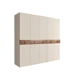 Шкаф 5-ти дв. (без зеркал) для платья и белья Bogemia Wood Fa (Слоновая кость/Золото) БМШ2/5(Wo)