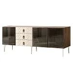 Комод для гостиной 2.1 м Bogemia Woodline Fa (Слоновая кость) (Novabuk/Черный) БМКМ-5[5]