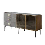 Комод для гостиной 1.6 м Bogemia Woodline Fi (Серый) (Novabuk/Золото) БМКМ-4[5]