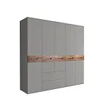 Шкаф 5-ти дверный без зеркал, с выдвижными ящиками, Bogemia Wood Wo (Серый/Хром) БМШ2/51(Wo)