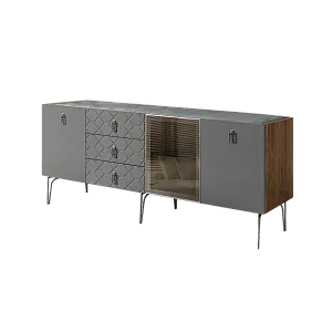 Комод для гостиной 2.1 м Bogemia Woodline Fa (Серый) (Novabuk/Хром) БМКМ-5[4]