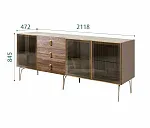 Комод для гостиной 2.1 (3 двери стекло) Bogemia Wood Fa (Мокка) (Novabuk/Золото) БМКМ-5(Wo)[5]