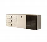 Комод для гостиной 1,6м (1 дверь стекло и 1 дверь wood) Bogemia Fly Farfale (Слоновая кость) (Novabuk/Черный) БМКМ-4(Fly)[5][10]