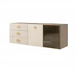Комод для гостиной 1,6м (1 дверь стекло и 1 дверь wood) Bogemia Fly Fillini (Слоновая кость) (Novabuk/Золото) БМКМ-4(Fly)[5][10]