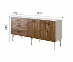Комод для гостиной 1.6 (2 двери wood) Bogemia Wood Fi (Шелк) (Novabuk/Хром) БМКМ-4(Wo)