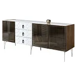 Комод для гостиной 2.1 м Bogemia Woodline Fa (Белый) (Lakobel/Черный) БМКМ-5[5]