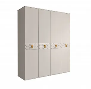 Шкаф 4-х дв. (без зеркал) для платья и белья Bogemia-Farfalle (Шелк/Золото) БМШ2/4(Fa)