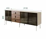 Комод для гостиной 2.1 (3 двери стекло) Bogemia Wood Fa (Ваниль) (Novabuk/Черный) БМКМ-5(Wo)[5]