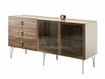 Комод для гостиной 1.6 (2 двери стекло) Bogemia Wood Fa (Слоновая кость) (Lakobel/Золото) БМКМ-4(Wo)[5]