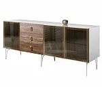 Комод для гостиной 2.1 (3 двери стекло) Bogemia Wood Fa (Белый) (Lakobel/Золото) БМКМ-5(Wo)[5]