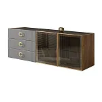 Комод для гостиной 1.6 м Bogemia Woodline Fly Fi (Серый) (Lakobel/Золото) БМКМ-4 [5] (Woodline)(Fly)