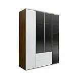 Шкаф 4-х дв. с выдвижными ящиками (3 двери стекло) Bogemia Woodline Air (Белый/Серебро) БМШ2/42(3)(Woodline)(Air)