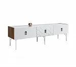 Тумба телевизионная 1,6 м Bogemia Woodline Fa (Белый) (Lakobel/Хром) БМТ-1[10]
