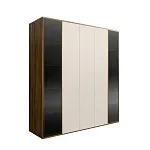 Шкаф 5-и дв. (2 двери стекло) Bogemia Woodline Air (Слоновая кость/Золото) БМШ2/5(2)(Woodline)(Air)