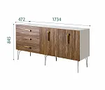 Комод для гостиной 1.6 (2 двери wood) Bogemia Wood Wo (Шелк) (Novabuk/Золото) БМКМ-4(Wo)