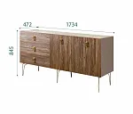 Комод для гостиной 1.6 (2 двери wood) Bogemia Wood Fa (Мокка) (Novabuk/Золото) БМКМ-4(Wo)