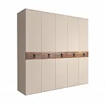 Шкаф 5-ти дв. (без зеркал) для платья и белья Bogemia Wood Fa (Ваниль/Черный) БМШ2/5(Wo)