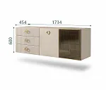 Комод для гостиной 1,6м (1 дверь стекло и 1 дверь wood) Bogemia Fly Fillini (Ваниль) (Novabuk/Золото) БМКМ-4(Fly)[5][10]