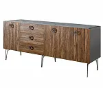 Комод для гостиной 2.1 (3 двери wood) Bogemia Wood Fi (Серый) (Novabuk/Хром) БМКМ-5(Wo)