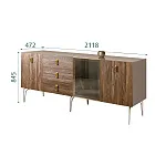 Комод для гостиной 2.1 (1 дверь стекло и 2 двери wood) Bogemia Wood Fa (Мокка) (Lakobel/Золото) БМКМ-5(Wo)[4]
