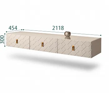 Тумба телевизионная 2,1м Bogemia Fly Farfale (Ваниль) (Lakobel/Золото) БМТ-2(Fly)