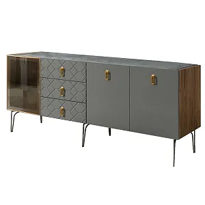 Комод для гостиной 2.1 м Bogemia Woodline Fa (Серый) (Novabuk/Золото) БМКМ-5[4]