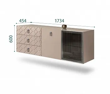 Комод для гостиной 1,6м (1 дверь стекло и 1 дверь wood) Bogemia Fly Farfale (Мокка) (Lakobel/Хром) БМКМ-4(Fly)[5][10]