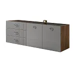 Комод для гостиной 1.6 м Bogemia Woodline Fly Fi (Серый) (Lakobel/Хром) БМКМ-4 (Woodline)(Fly)