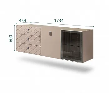 Комод для гостиной 1,6м (1 дверь стекло и 1 дверь wood) Bogemia Fly Farfale (Мокка) (Novabuk/Хром) БМКМ-4(Fly)[5][10]
