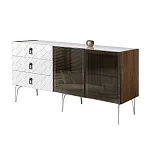 Комод для гостиной 1.6 м Bogemia Woodline Fa (Белый) (Lakobel/Черный) БМКМ-4[5]