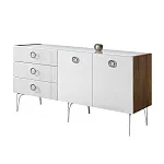 Комод для гостиной 1.6 м Bogemia Woodline Fi (Белый) (Lakobel/Хром) БМКМ-4