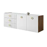 Комод для гостиной 1.6 м Bogemia Woodline Fly Fi (Белый) (Lakobel/Золото) БМКМ-4 (Woodline)(Fly)