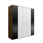 Шкаф 5-и дв. (2 двери стекло) Bogemia Woodline Air (Белый/Черный) БМШ2/5(2)(Woodline)(Air)