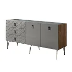 Комод для гостиной 1.6 м Bogemia Woodline Fa (Серый) (Novabuk/Черный) БМКМ-4