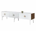 Тумба телевизионная 2,1 м Bogemia Woodline Fi (Белый) (Lakobel/Золото) БМТ-2 [10]