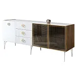 Комод для гостиной 2.1 м Bogemia Woodline Fi (Белый) (Lakobel/Золото) БМКМ-5[5][10]