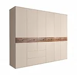 Шкаф 6-ти дверный без зеркал, с выдвижными ящиками, Bogemia Wood Wo (Ваниль/Золото) БМШ2/61(Wo)