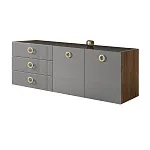 Комод для гостиной 1.6 м Bogemia Woodline Fly Fi (Серый) (Lakobel/Золото) БМКМ-4 (Woodline)(Fly)