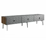 Тумба телевизионная 2,1м Bogemia Woodline Fa (Серый) (Novabuk/Хром) БМТ-2