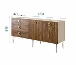 Комод для гостиной 1.6 (2 двери wood) Bogemia Wood Fi (Ваниль) (Novabuk/Золото) БМКМ-4(Wo)