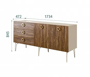 Комод для гостиной 1.6 (2 двери wood) Bogemia Wood Fi (Ваниль) (Novabuk/Золото) БМКМ-4(Wo)