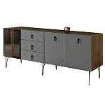 Комод для гостиной 2.1 м Bogemia Woodline Fa (Серый) (Lakobel/Черный) БМКМ-5[4]