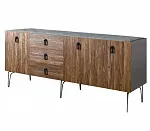 Комод для гостиной 2.1 (3 двери wood) Bogemia Wood Fa (Серый) (Novabuk/Черный) БМКМ-5(Wo)